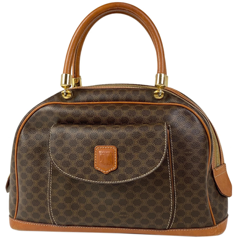 Celine Macadam tote bag handbag all over logo Boston brown